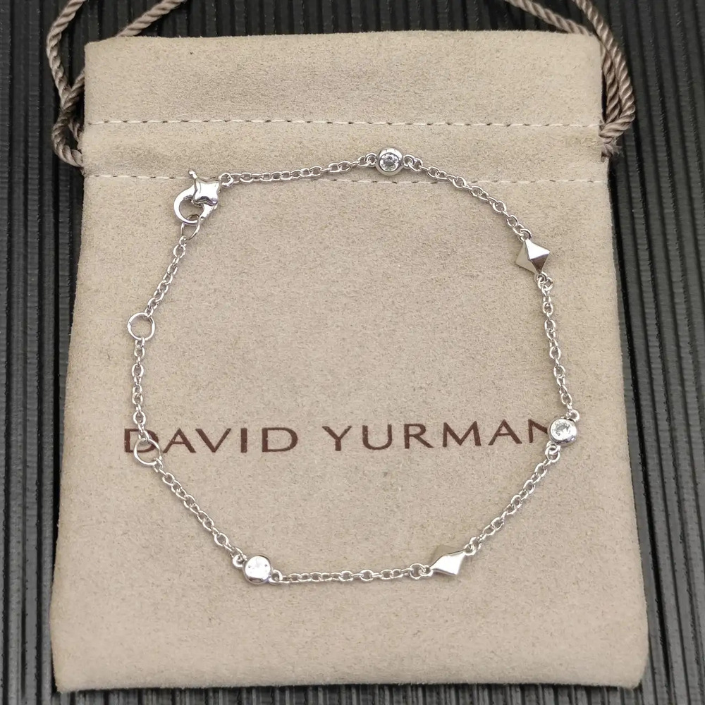 David Yurman Silver Petite Modern Diamond Bracelet
